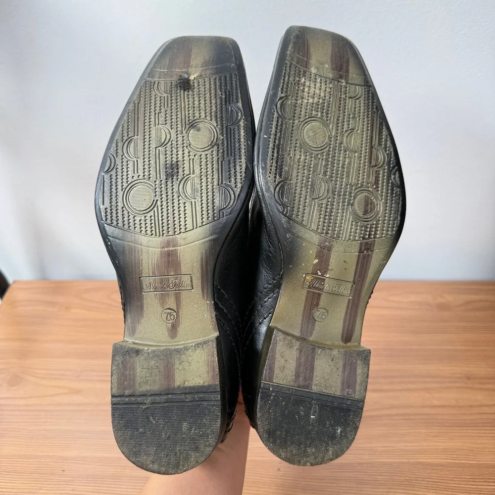 Alberto Fellini Loafers Mens 7.5 Black Wilson 02 Square Bit‎ Slip On Dress Shoe
